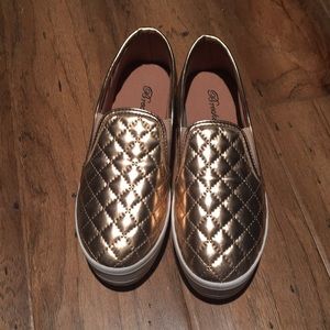 Slip on rose gold shoes